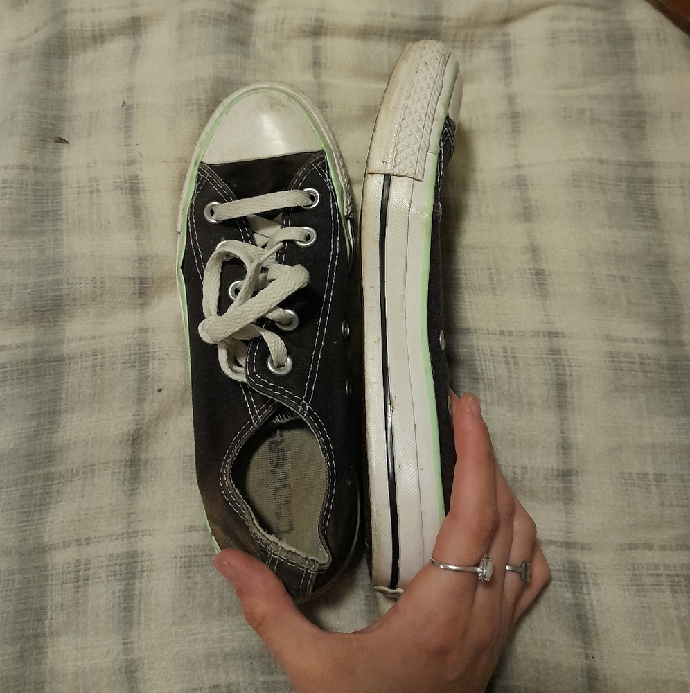 Teal and black converse